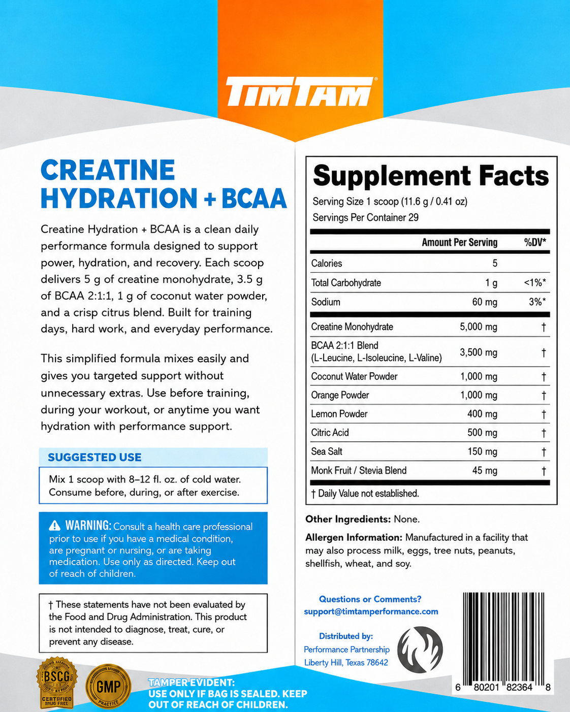 Supplement package with Tim Tam