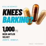 Advertisement for deer antler velvet supplement with capsules and text