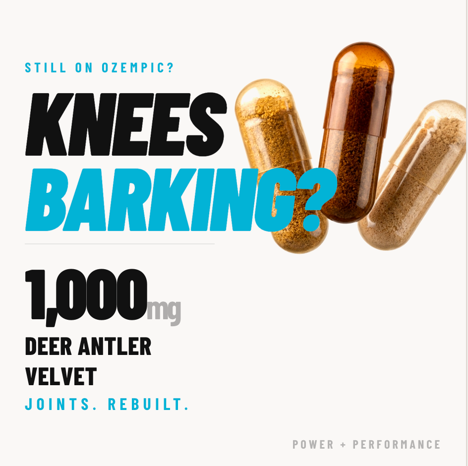 Advertisement for deer antler velvet supplement with capsules and text