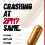 Advertisement for a supplement with text about side effects and product benefits.