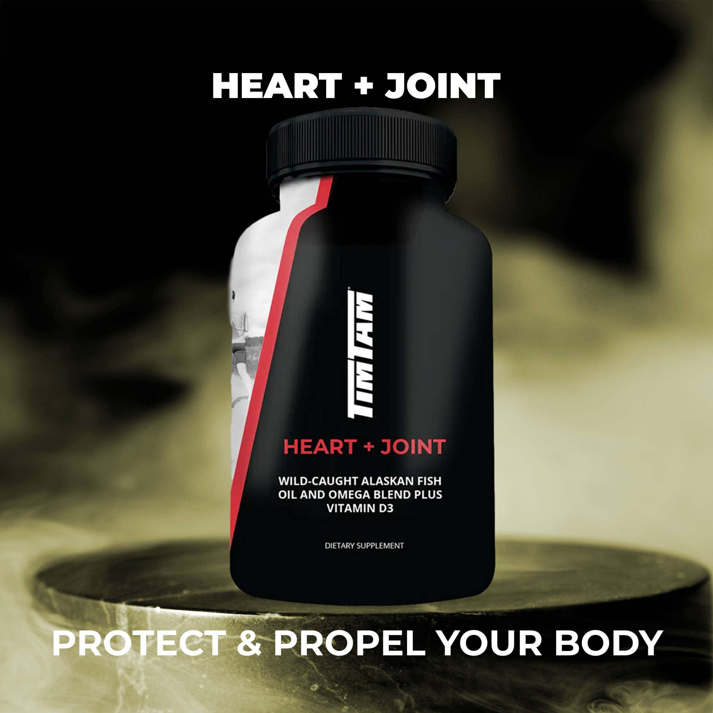Supplement bottle labeled 'Heart + Joint' 