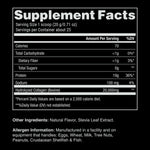 Supplement facts label with nutritional information on a black background